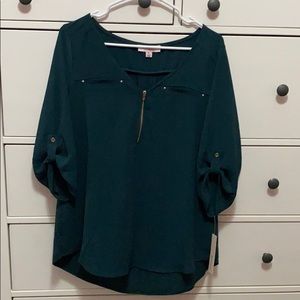 Half-Zip Green Blouse